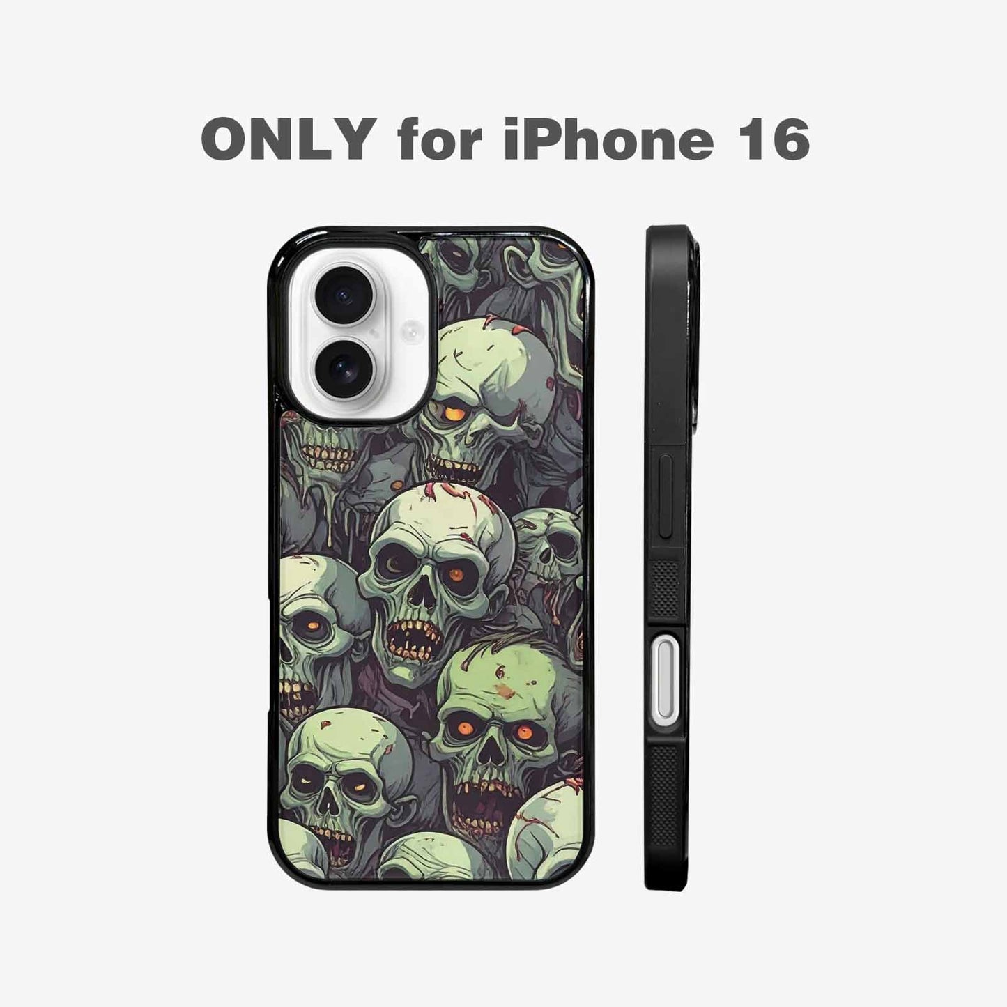 iPhone 16 Case — Zombie Head Pattern Hundreds Of Small, Custom Art Phone Cover