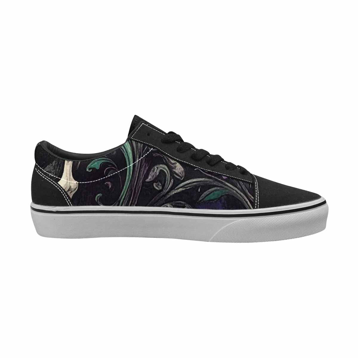 WOMEN'S Skulls Roses Gothic Filigree Canvas Lace-Up Vibrant Chaos Custom Sneakers