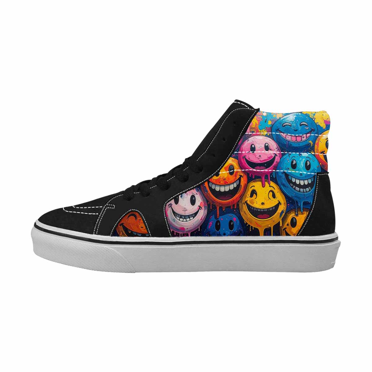 MEN'S Melting Moon Smiley High Top Canvas Grunge Shoes