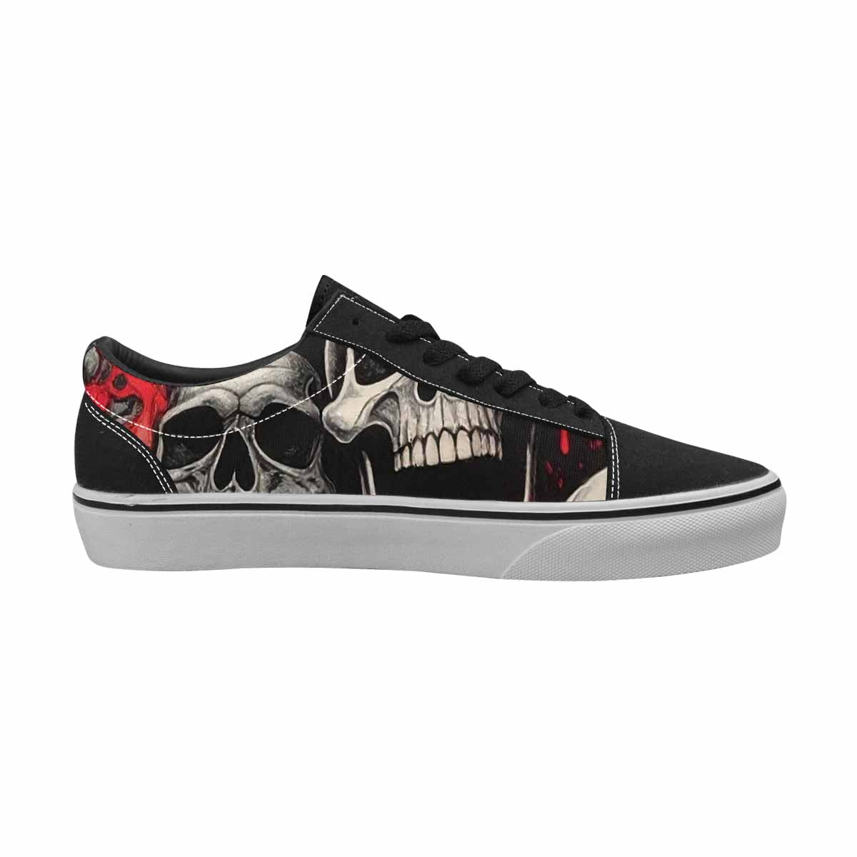 MEN'S Skulls Black & Red Ink Canvas Bold Print Dreamcore Original Art Sneakers
