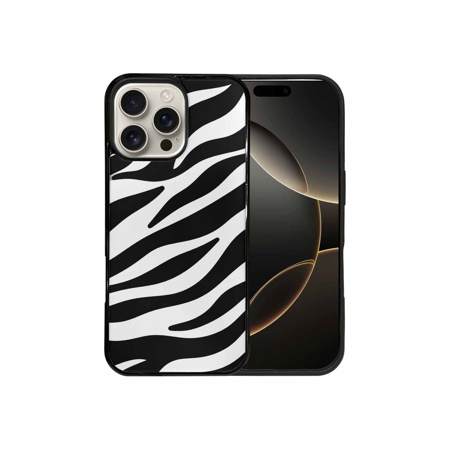 iPhone 16 Pro Max Case — Zebra Print Black White Custom, Custom Designed Case Cover