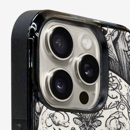 iPhone 15 Pro Max Case — Intricately Detailed Sugar Skulls In Black, Custom Printed Phone Case