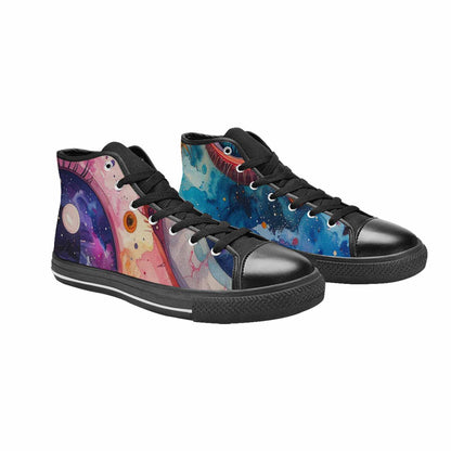WOMEN'S Cartoon Eyeballs Galaxy High Top Canvas Vivid Custom Shoes