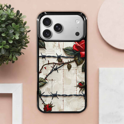 iPhone 17 Pro Max Case — Glossy Barbed Wire Original Art, Custom Print Case Cover