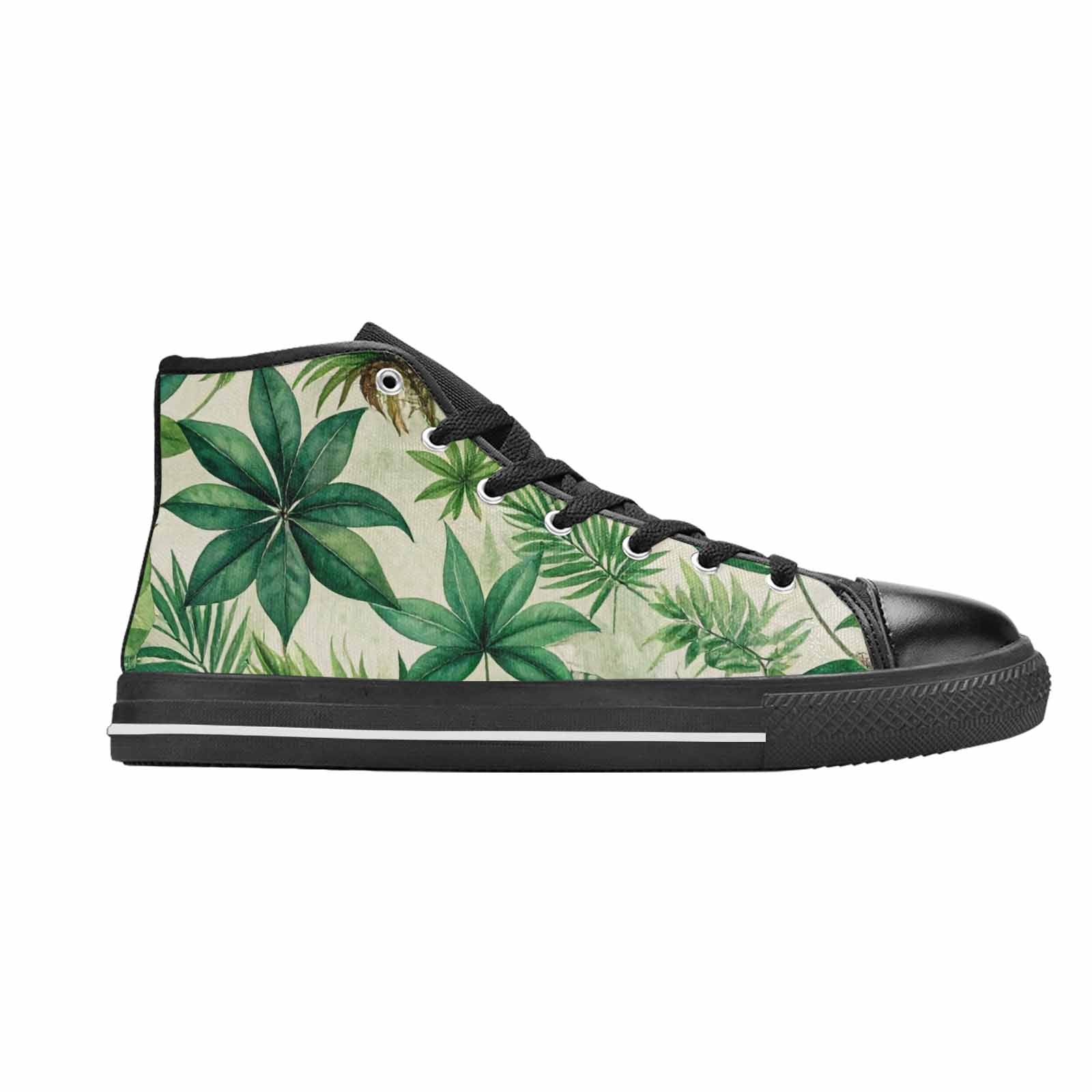 MEN'S Seven-Point Palmate Leaf High Top Canvas Grunge Sneakers