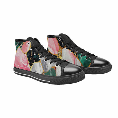 MEN'S Marble Stone Texture High Top Canvas Vibrant Chaos Custom Shoes