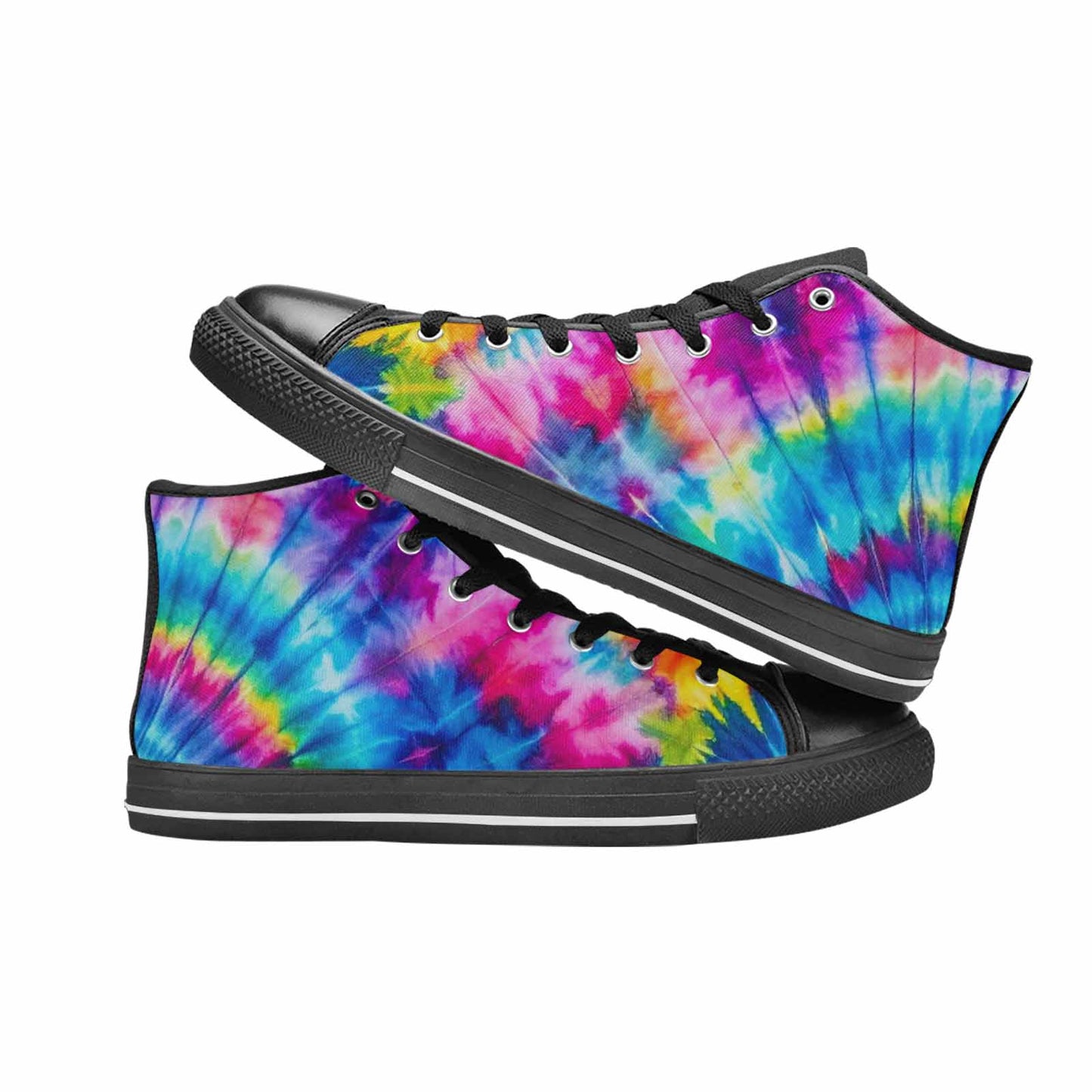MEN'S Tie Dye Acid Wash Color High Top Canvas Vibrant Chaos Shoes