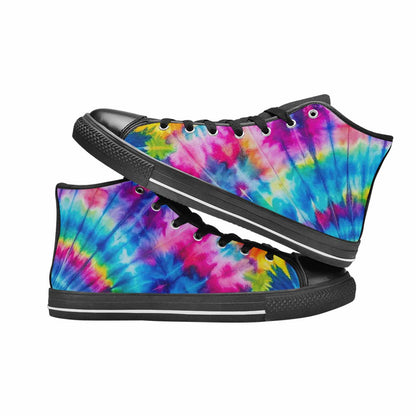 MEN'S Tie Dye Acid Wash Color High Top Canvas Vibrant Chaos Shoes