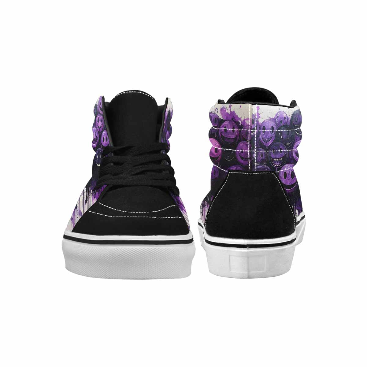 MEN'S Melting Moon Smiley High Top Canvas Grunge Custom Shoes