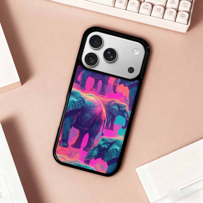 iPhone 17 Pro Case — Neon Pizza Elephant Silhouette Original Art, Customized Protective Case
