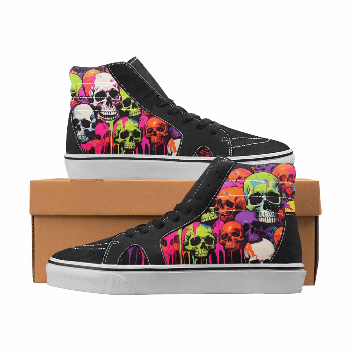 WOMEN'S Camo High Top Canvas Unique Print Wallpaper Art Sneakers