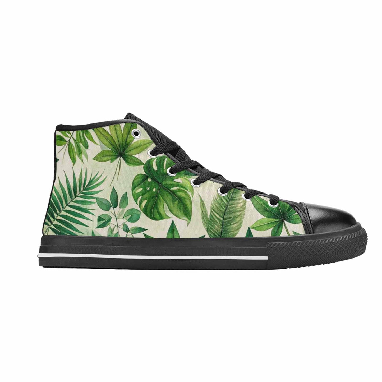 MEN'S Seven-Point Palmate Leaf High Top Canvas Vibrant Chaos Sneakers