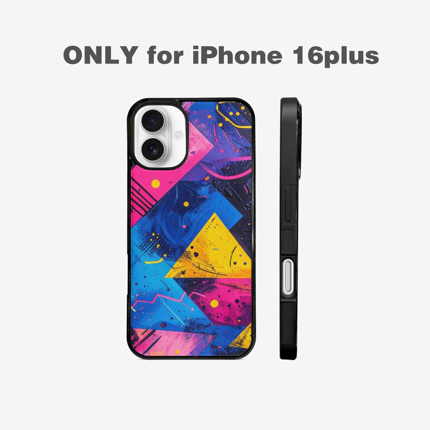 iPhone 16 Plus Case — Memphis Squiggles Triangles Dots, Custom Print Case Cover