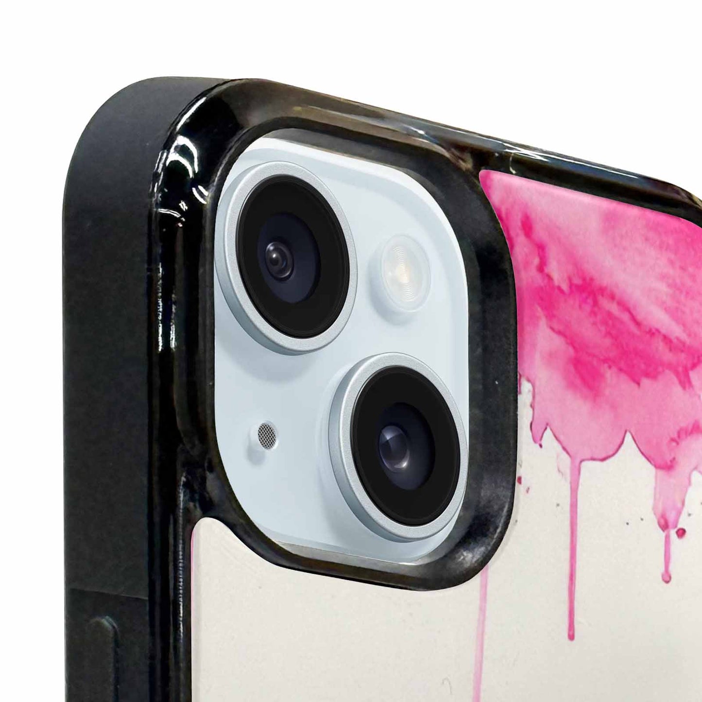 iPhone 15 Case — Sunflower Burst Black Pink Ink Sunflowers, Custom Phone Case