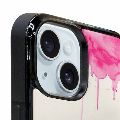 iPhone 15 Case — Sunflower Burst Black Pink Ink Sunflowers, Custom Phone Case