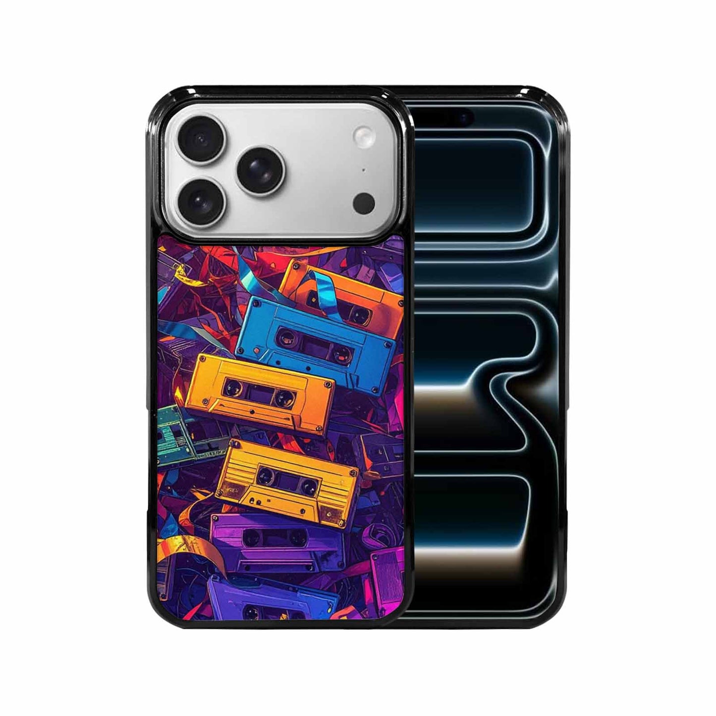 iPhone 17 Pro Max Case — Retro Cassette Tape Pattern Retro Vintage, Custom Printed Phone Case