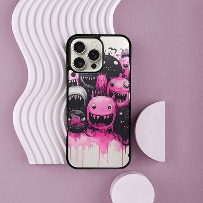 iPhone 16 Pro Max Case — Monsters General Black Pink Ink Cartoon, Custom Made Phone Cover