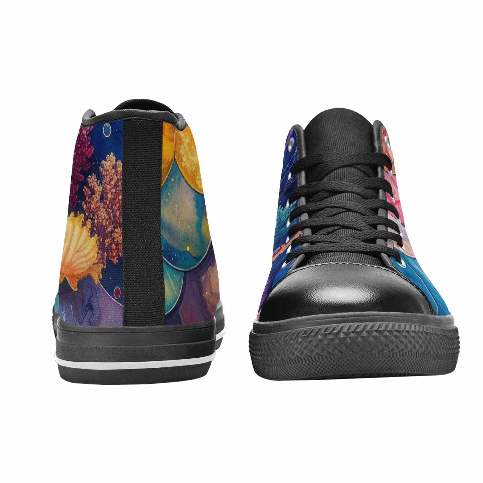 WOMEN'S Fish Scale Coral High Top Canvas Dark Academia Custom Sneakers