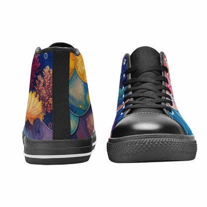 WOMEN'S Fish Scale Coral High Top Canvas Dark Academia Custom Sneakers