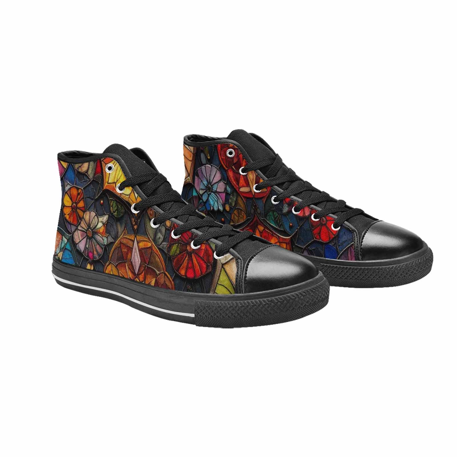 MEN'S Stained Glass Kaleidoscope High Top Canvas Dark Academia Custom Shoes