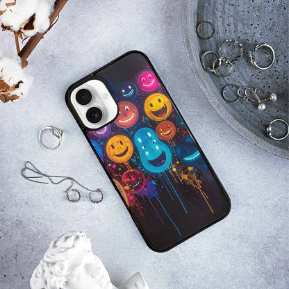 iPhone 16 Plus Case — Smiley Faces Glow Smiley Faces Pattern, Original Design Phone Case