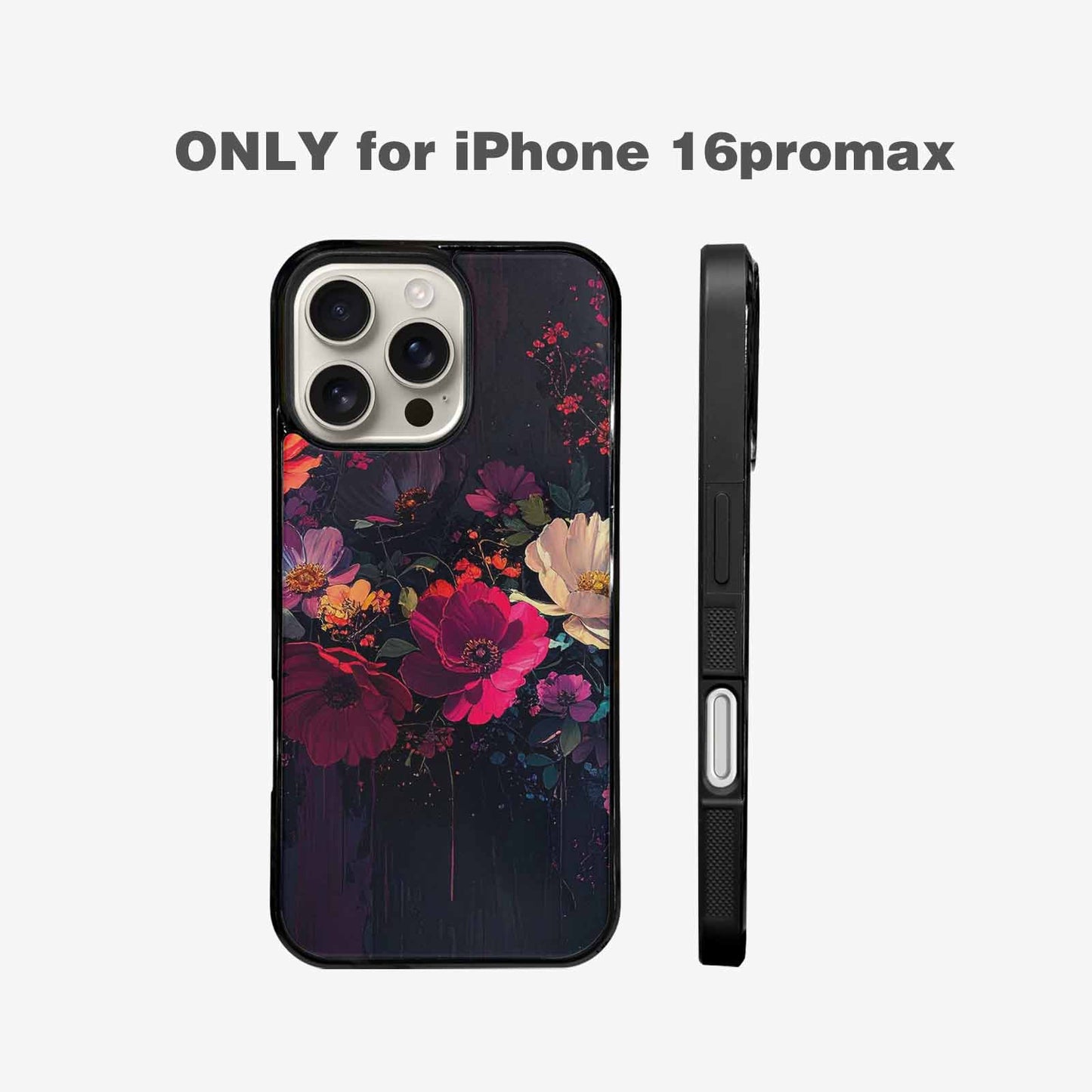 iPhone 16 Pro Max Case — Shadowy Glitch Floral Pattern Hundreds Of, Custom Phone Case