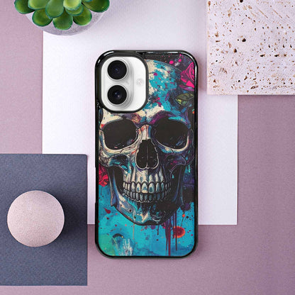 iPhone 16 Case — Skulls Roses Acid Wash Custom, Original Design Phone Case