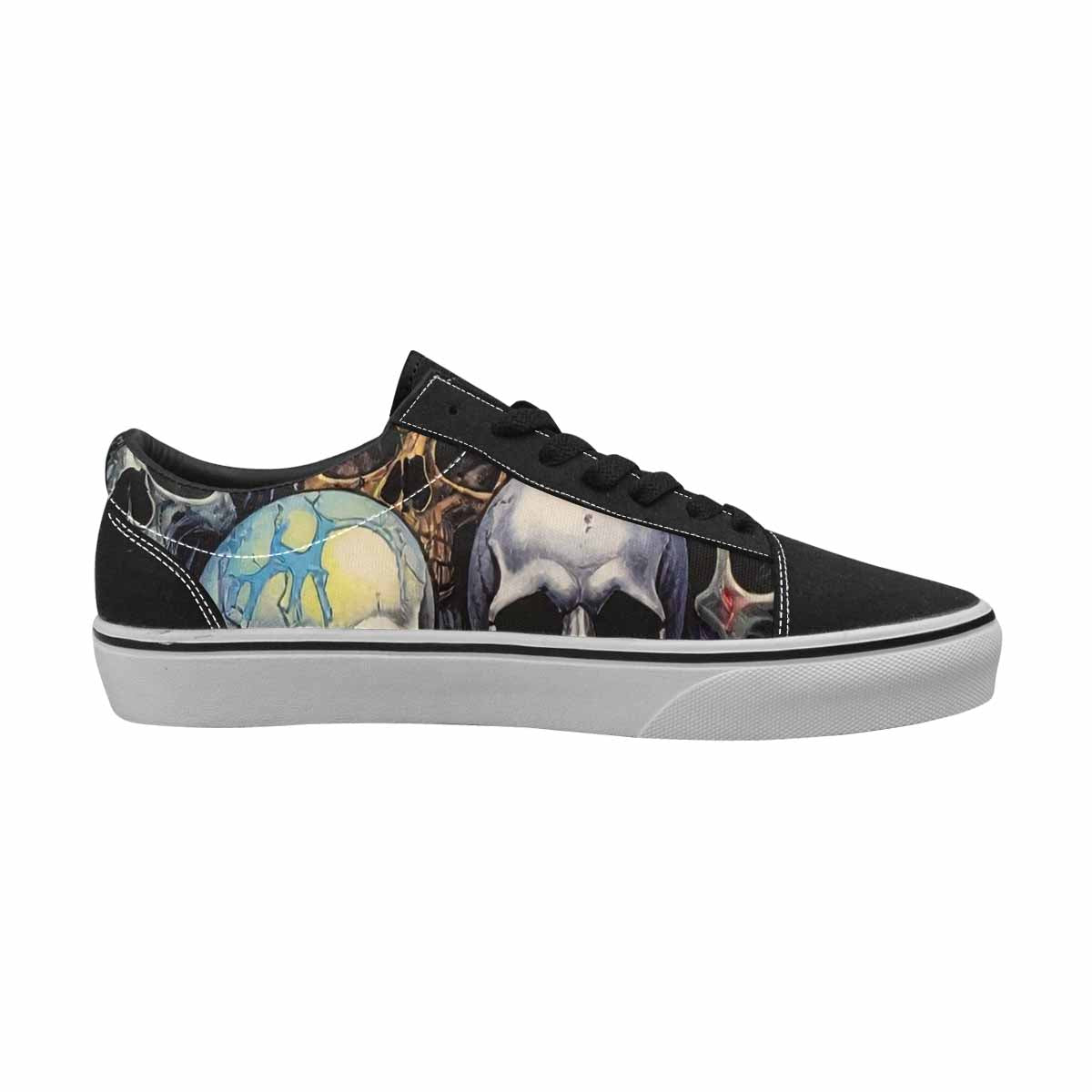 WOMEN'S Rainbow From Skull S Lace-Up Canvas Grunge Custom Shoes