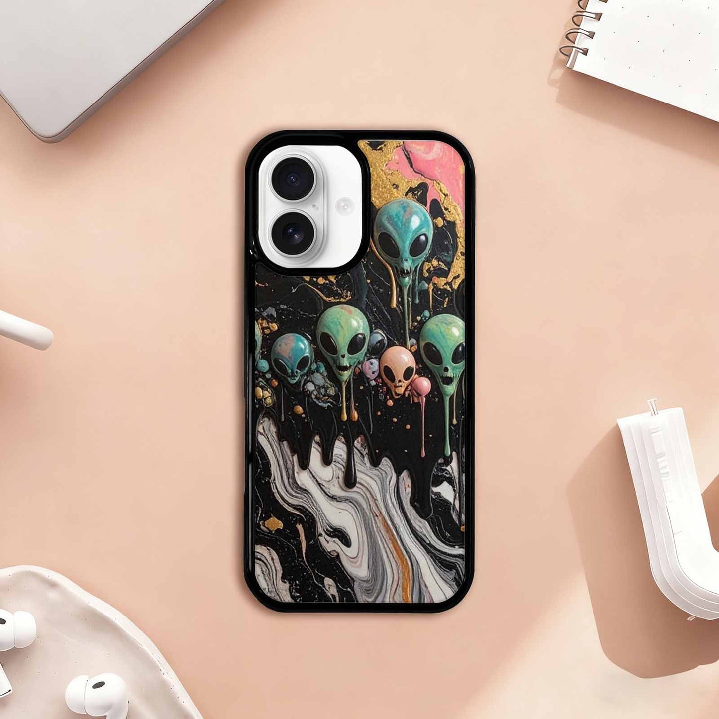 iPhone 17 Case — Aliens Marblemelting Aliens Pa Alien Scifi, Custom Phone Case
