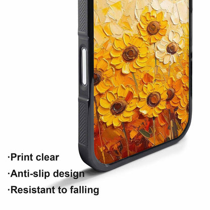iPhone 17 Pro Case — Impressionist Sunflower Brushstroke Pattern Hundreds Floral, Custom Print Case Cover