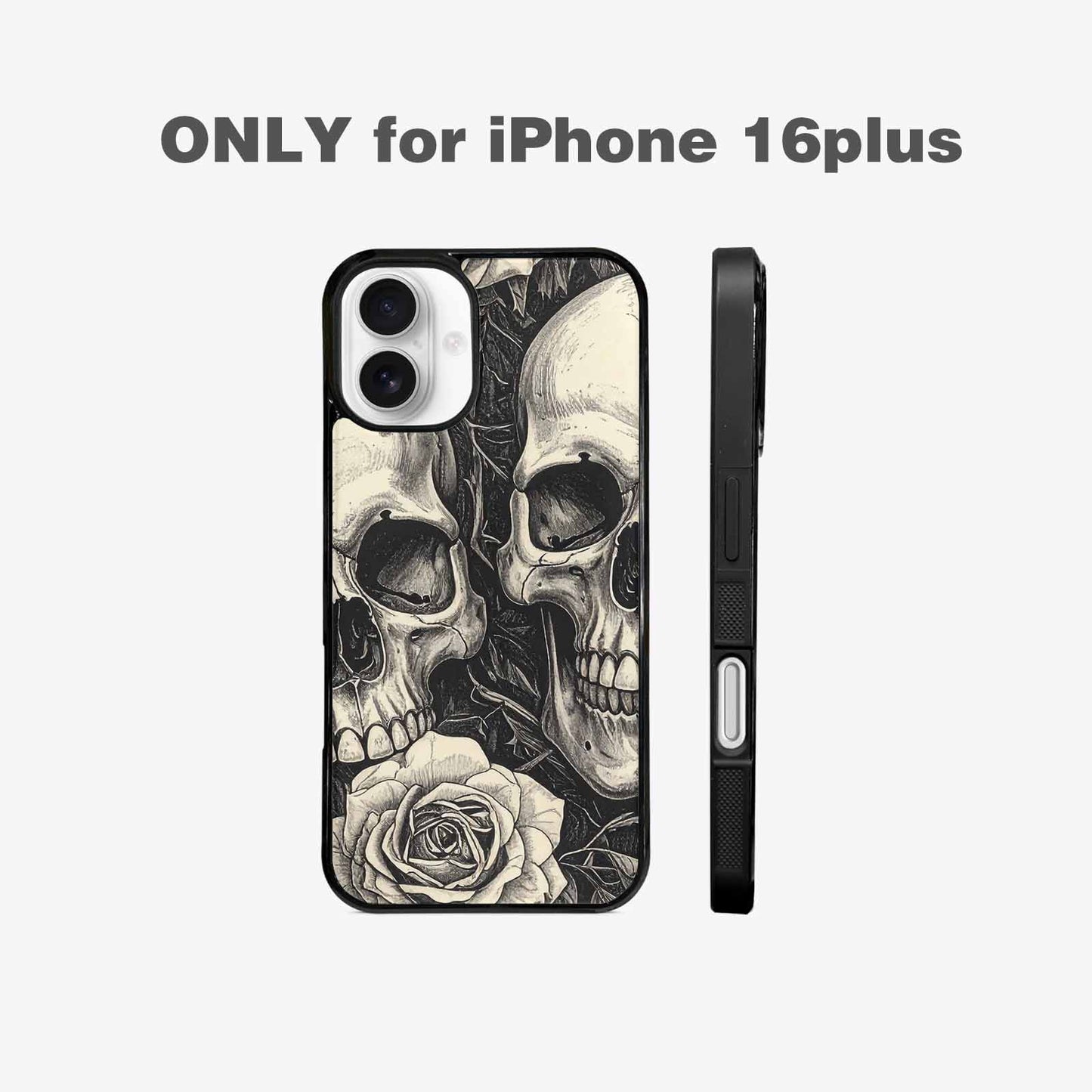 iPhone 16 Plus Case — 20 Skulls Overlapping Seamless Tileable Pattern, Custom Made Phone Cover