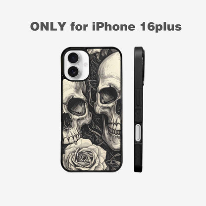 iPhone 16 Plus Case — 20 Skulls Overlapping Seamless Tileable Pattern, Custom Made Phone Cover