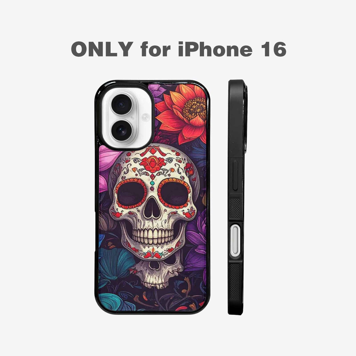 iPhone 16 Case — Lotus Skulls, Unique Phone Case Design