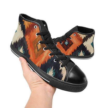 MEN'S Southwestern Geometric Diamond High Top Canvas Neon Fantasy Shoes