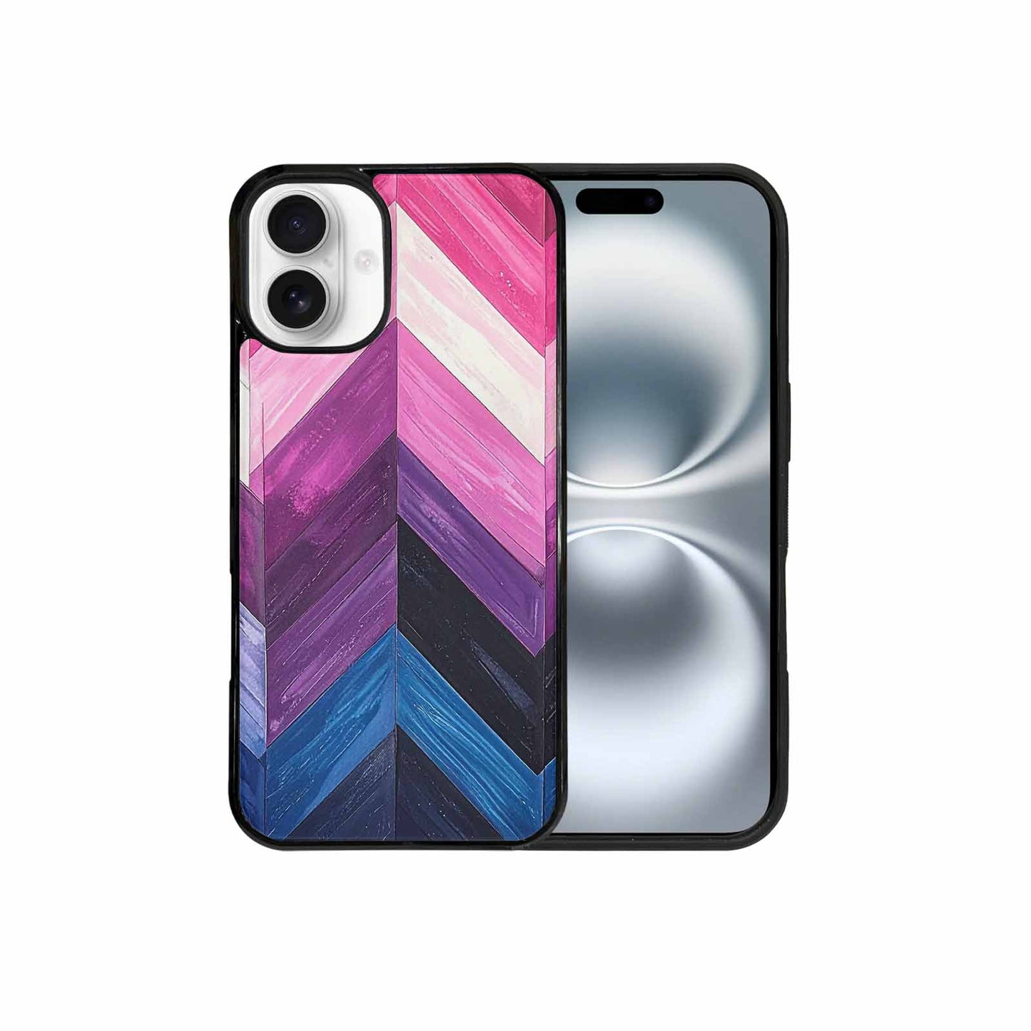 iPhone 16 Plus Case — Genderfluid Flag Color Theme Small Rainbow, Custom Printed Phone Case