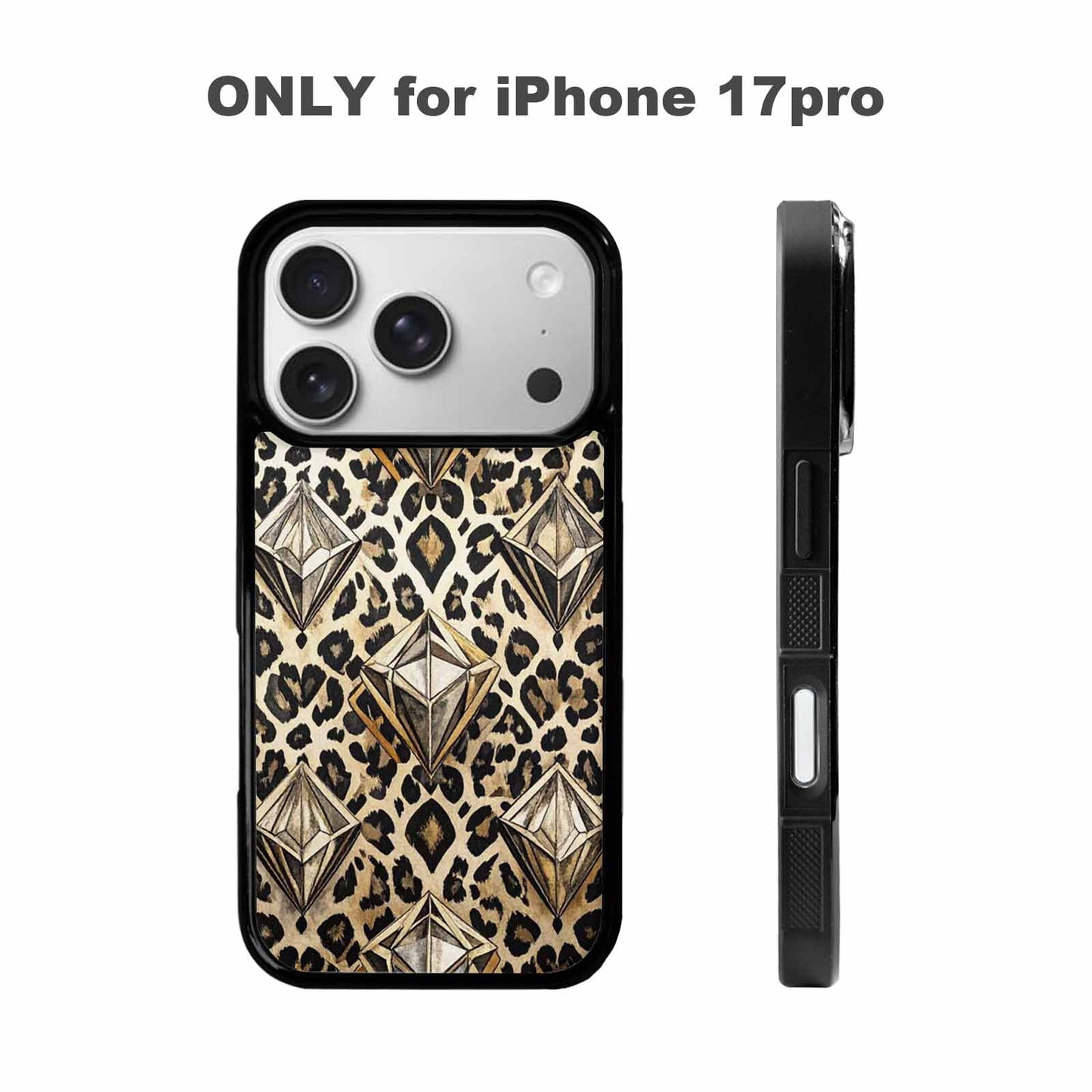 iPhone 17 Pro Case — Vintage Leopard Print Diamond Animal Print, Original Design Phone Case
