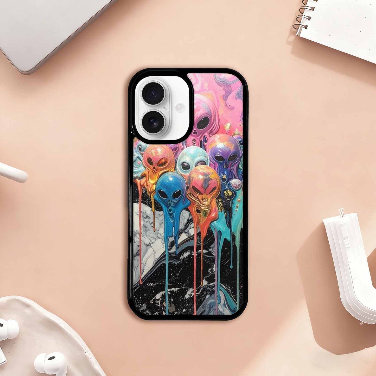 iPhone 17 Case — Aliens Marblemelting Aliens Pa Alien Scifi, Custom Designed Case Cover