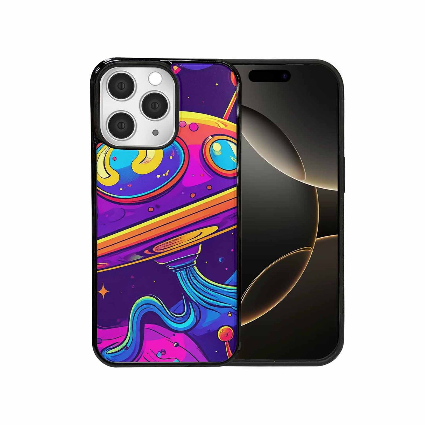 iPhone 15 Pro Max Case — Alien Ufo Cartoon Art Pattern Groovy, Custom Print Case Cover