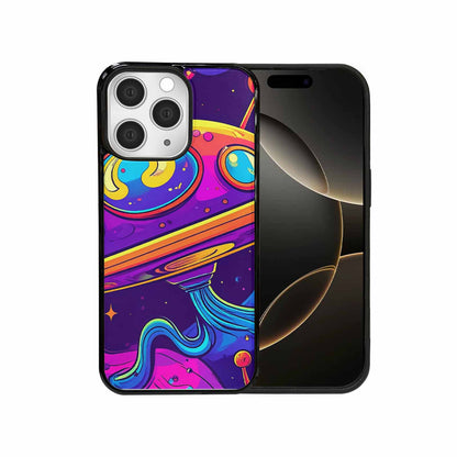 iPhone 15 Pro Max Case — Alien Ufo Cartoon Art Pattern Groovy, Custom Print Case Cover