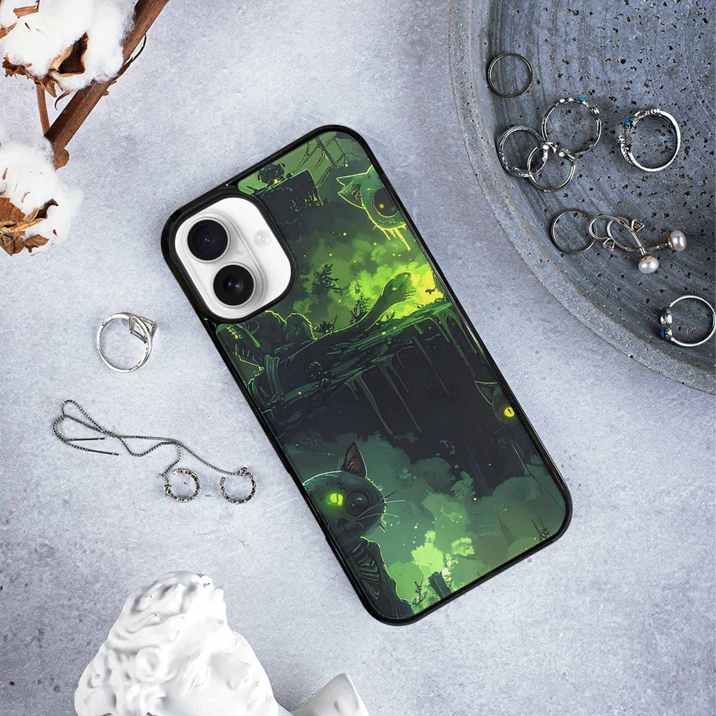iPhone 16 Plus Case — Toxic Melting Skeleton Cats Small Toxic, Custom Art Phone Cover