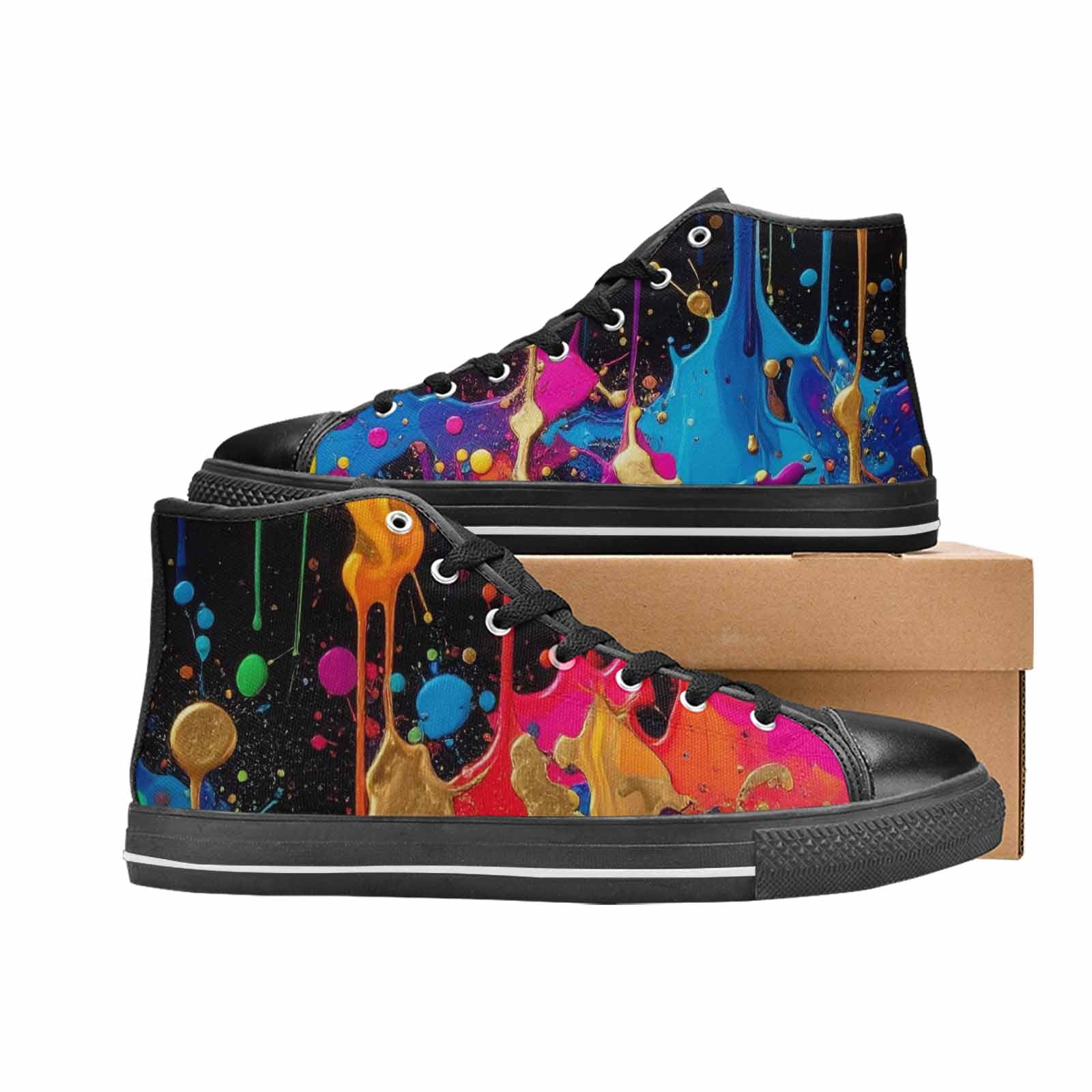 WOMEN'S Paint Splatter High Top Canvas Y2K Custom Sneakers