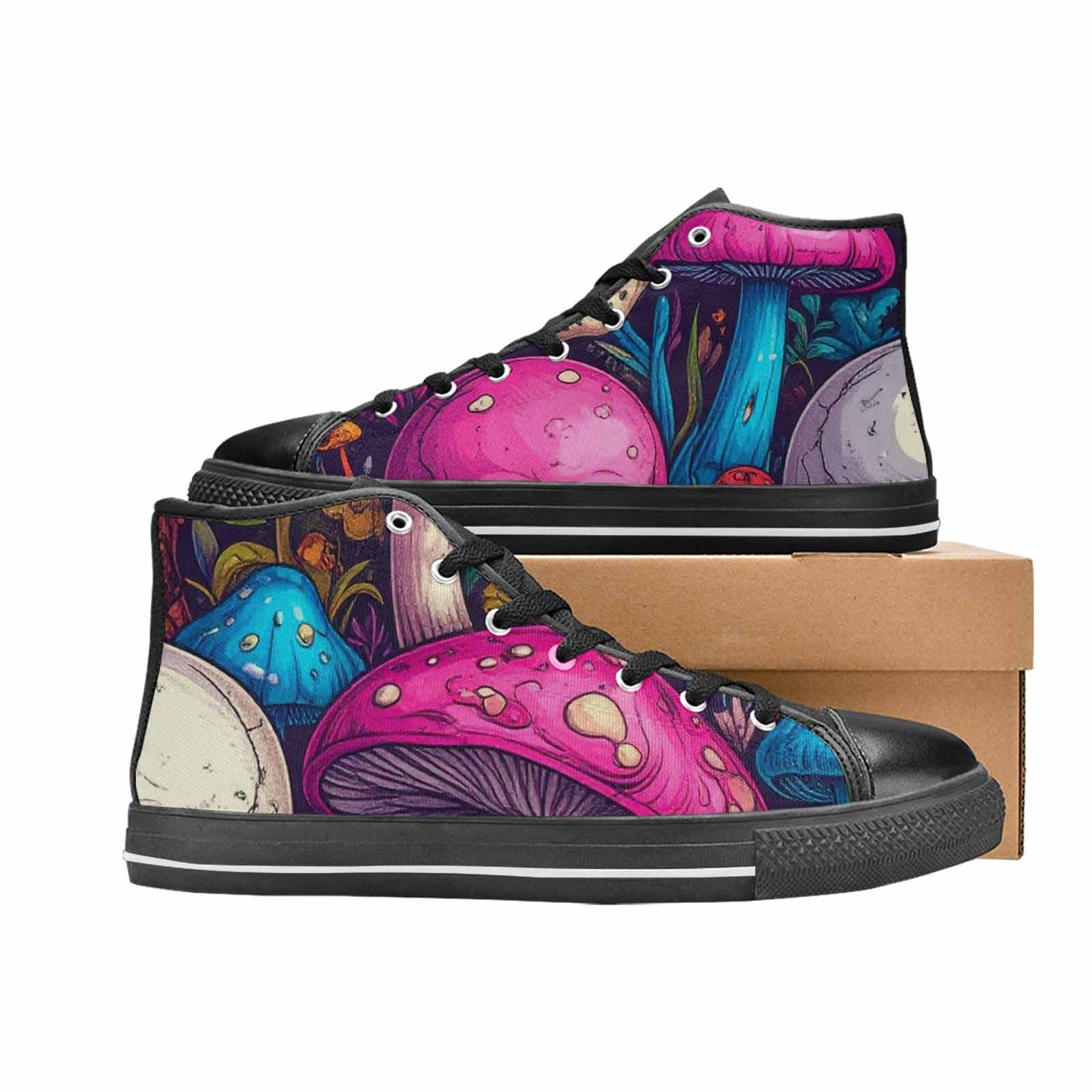 WOMEN'S Mushroom Skull High Top Canvas Y2K Custom Shoes