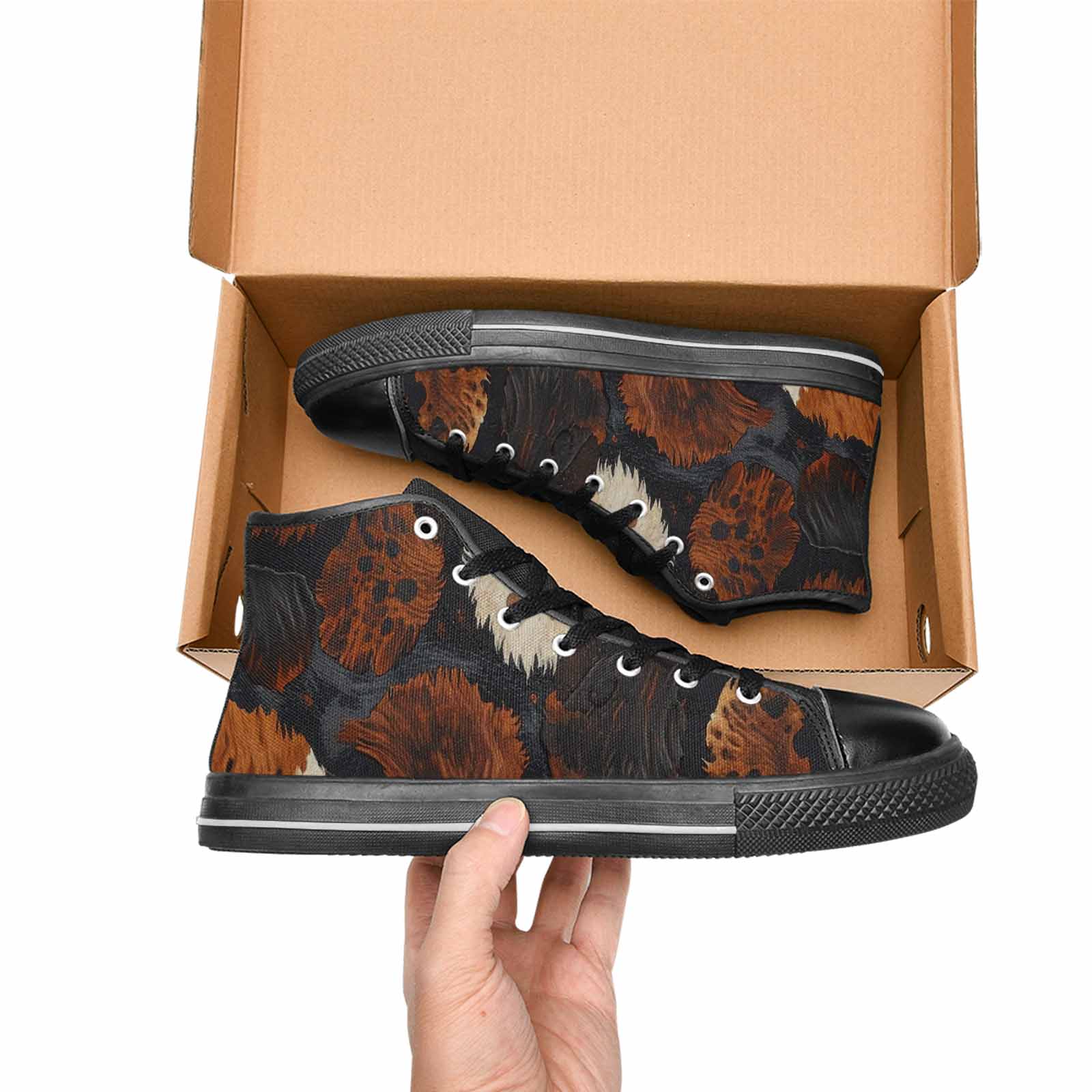 MEN'S Cow Animal Print High Top Canvas Vivid Custom Sneakers