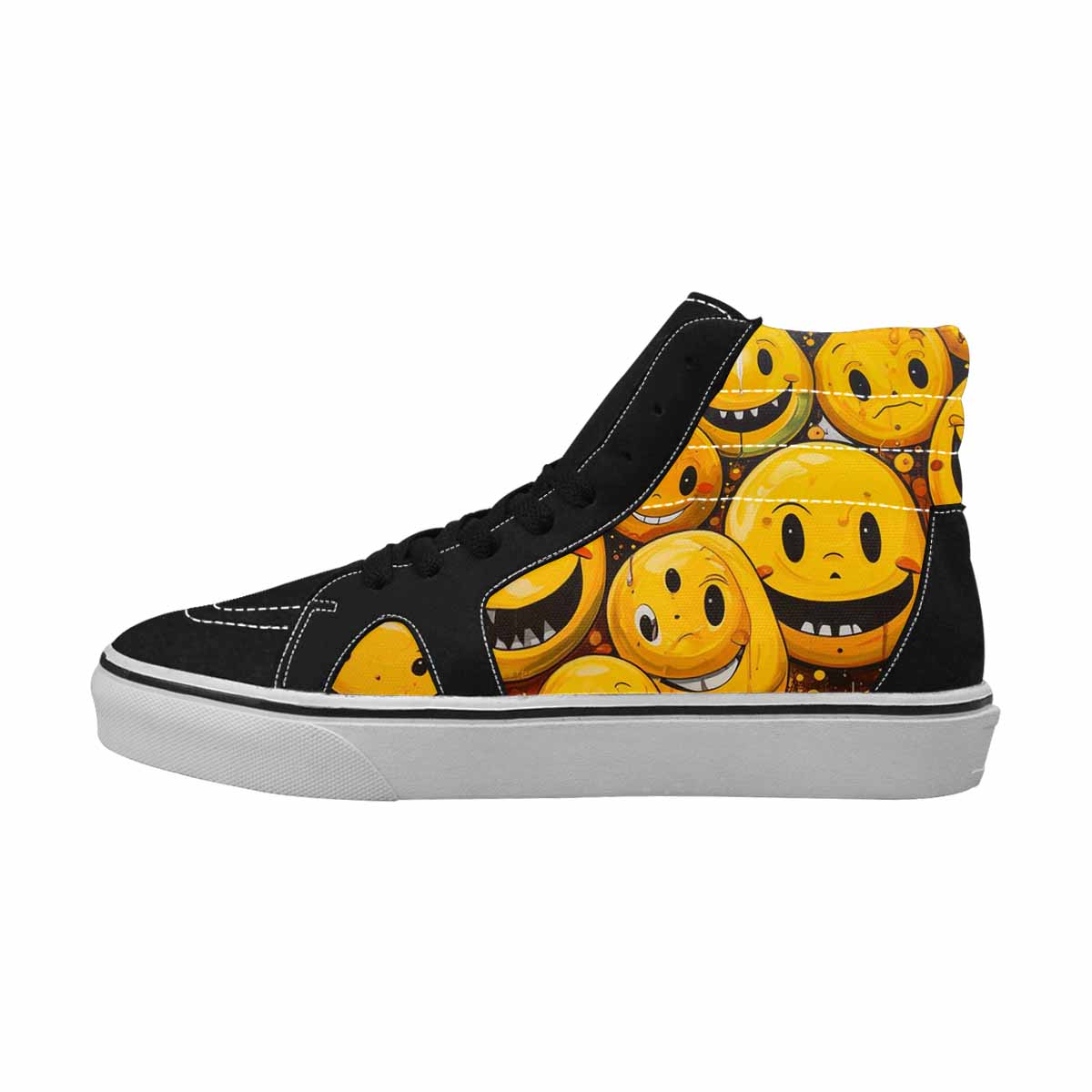 MEN'S Melting Moon Smiley — High Top Canvas Dark Academia Sneakers