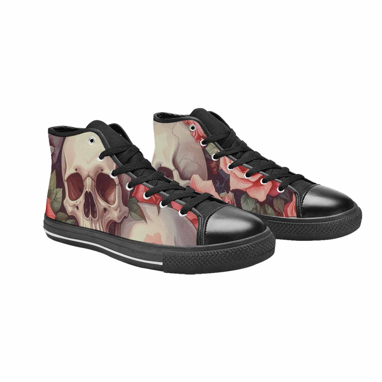 WOMEN'S Skulls Roses Soft Airbrush High Top Canvas Cottagecore Custom Shoes
