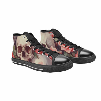 WOMEN'S Skulls Roses Soft Airbrush High Top Canvas Cottagecore Custom Shoes