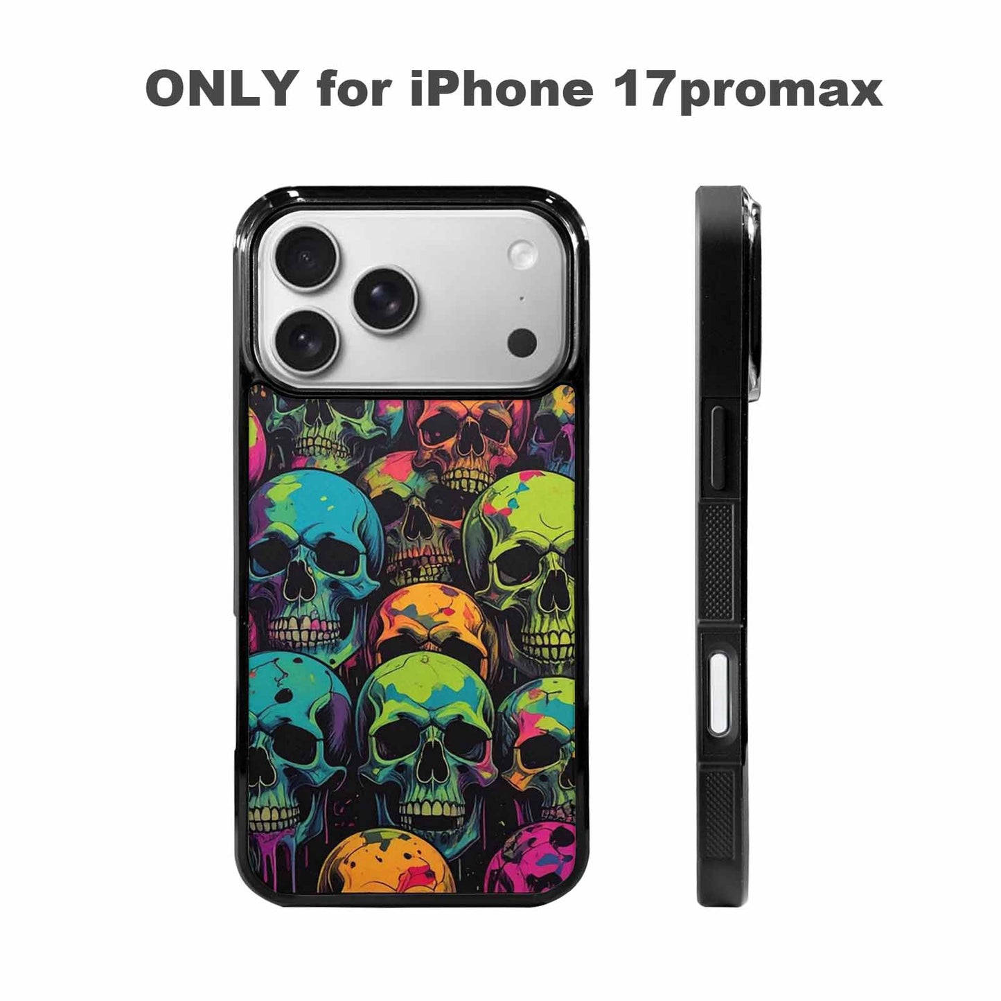 iPhone 17 Pro Max Case — Of Skulls Neon Camo Gothic Skulls, Unique Phone Case Design