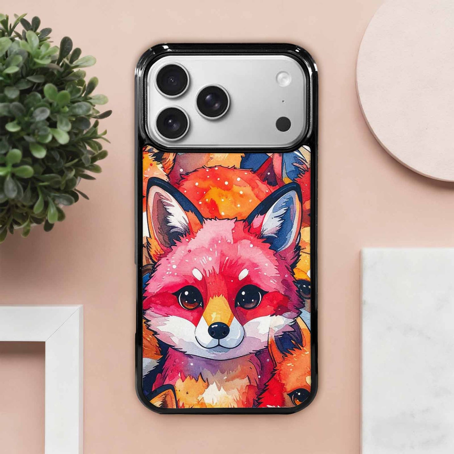 iPhone 17 Pro Max Case — Watercolor Kawaii Fox Watercolor Abstract, Personalized Phone Case