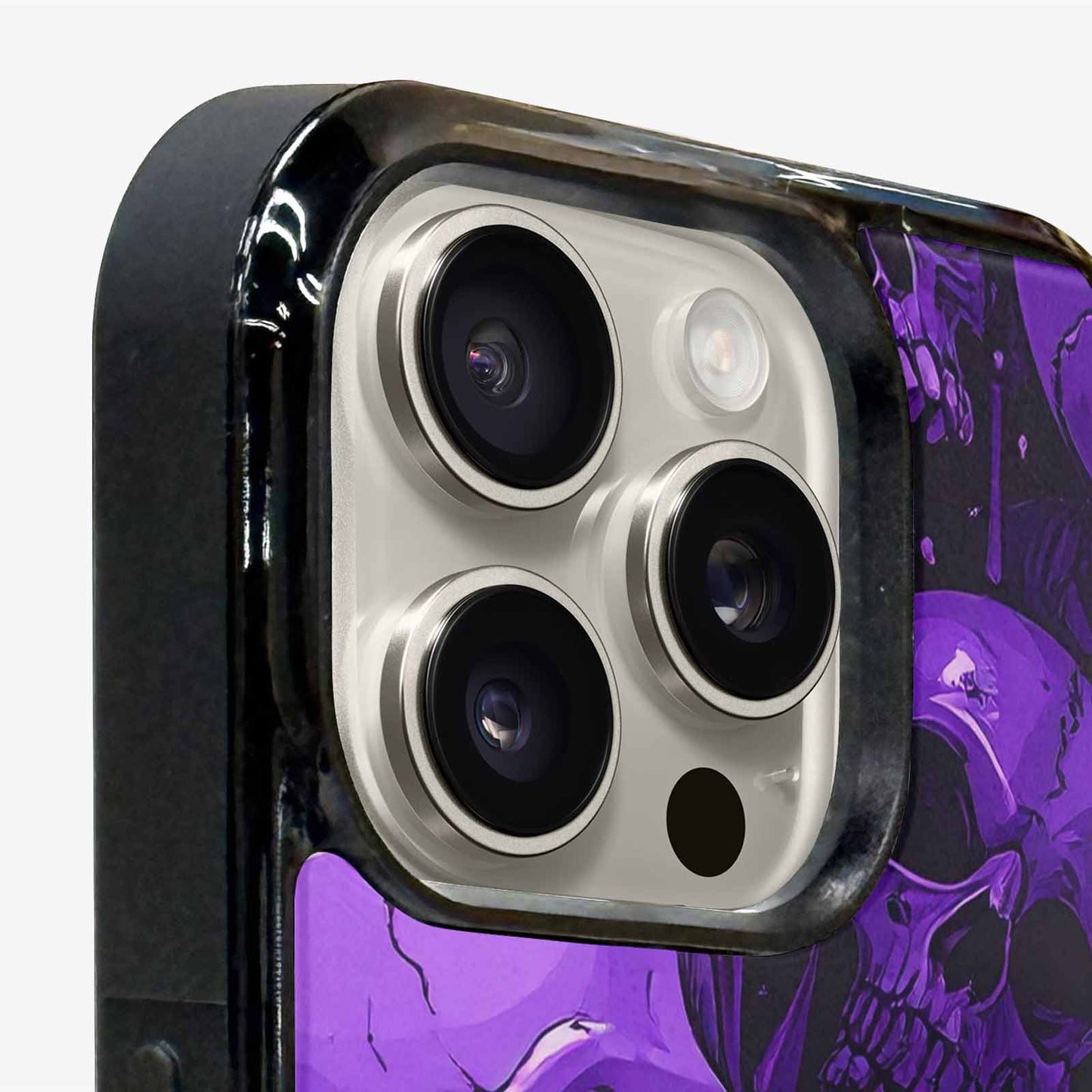 iPhone 15 Pro Max Case — Monochrome Purple Skeletons Neon Drip Melting, Custom Phone Case
