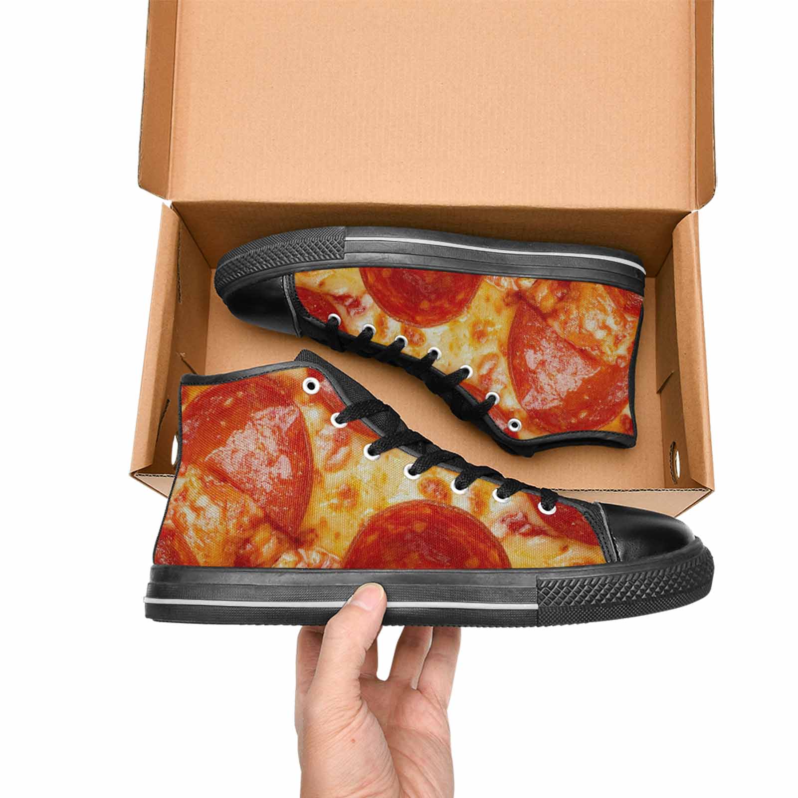 WOMEN'S Pepperoni Pizza Print High Top Canvas Dreamcore Sneakers